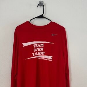Nike Red Mater Dei Lacrosse 'Team Over Talent' Long Sleeve Tee